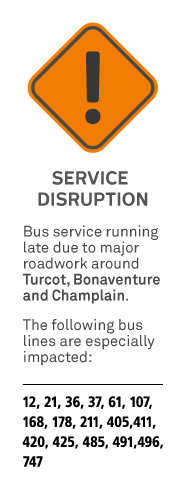 Service Disruption Turcot Bonaventure Champlain
