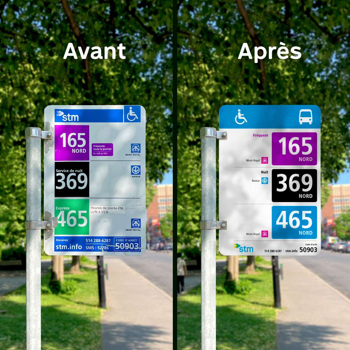Panneau bus avant et après