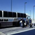Coach bus at Mirabel Airport, 1975