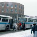 Bus outside Snowdon Station, 1986