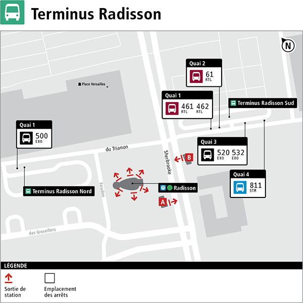 Plan du terminus sud à Radisson