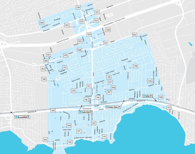 Plan des arrêts de Pointe-Claire.