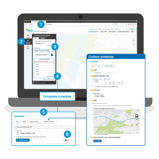 Steps - Ways for viewing bus schedules