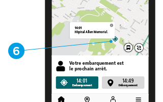 Capture d'écran montrant un lieu d'embarquement sur la carte.