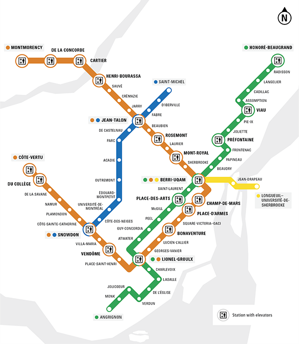 Elevator access to the métro | Société de transport de Montréal