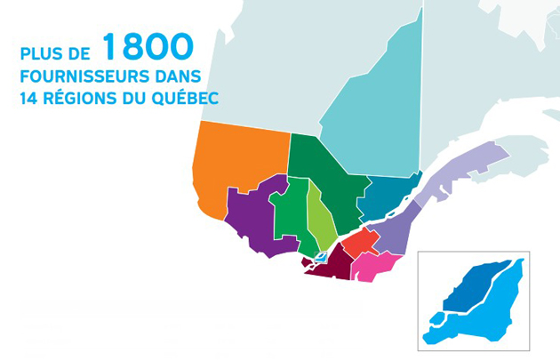 Plus de 1 800 fournisseurs dans 14 régions du Québec