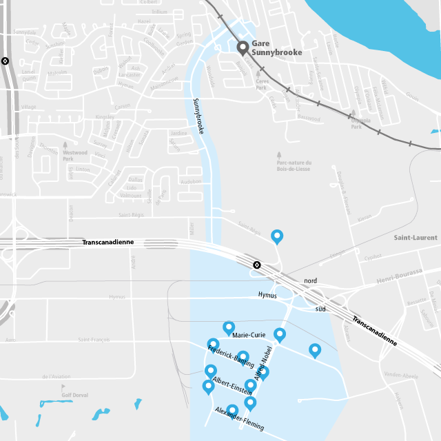 Area covered by Technoparc shared taxibus service