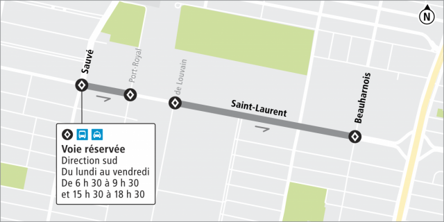 Plan du prolongement de la voie réservée sur le boulevard Saint-Laurent