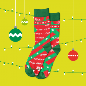 Socks featuring métro station puns
