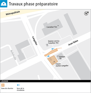 Carte des travaux, phase préparatoire