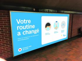 photo publicité en station sur consignes sanitaires.