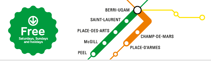 Access to seven downtown métro stations will be free on Saturdays, Sundays and holidays, from June 24 to September 5, 2022