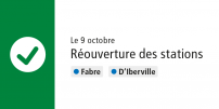    Réouverture des stations Fabre et D’Iberville dès 10h aujourd’hui  