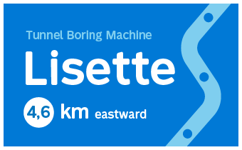 Tunnel Boring machine Lisette - 4,6 km eastward